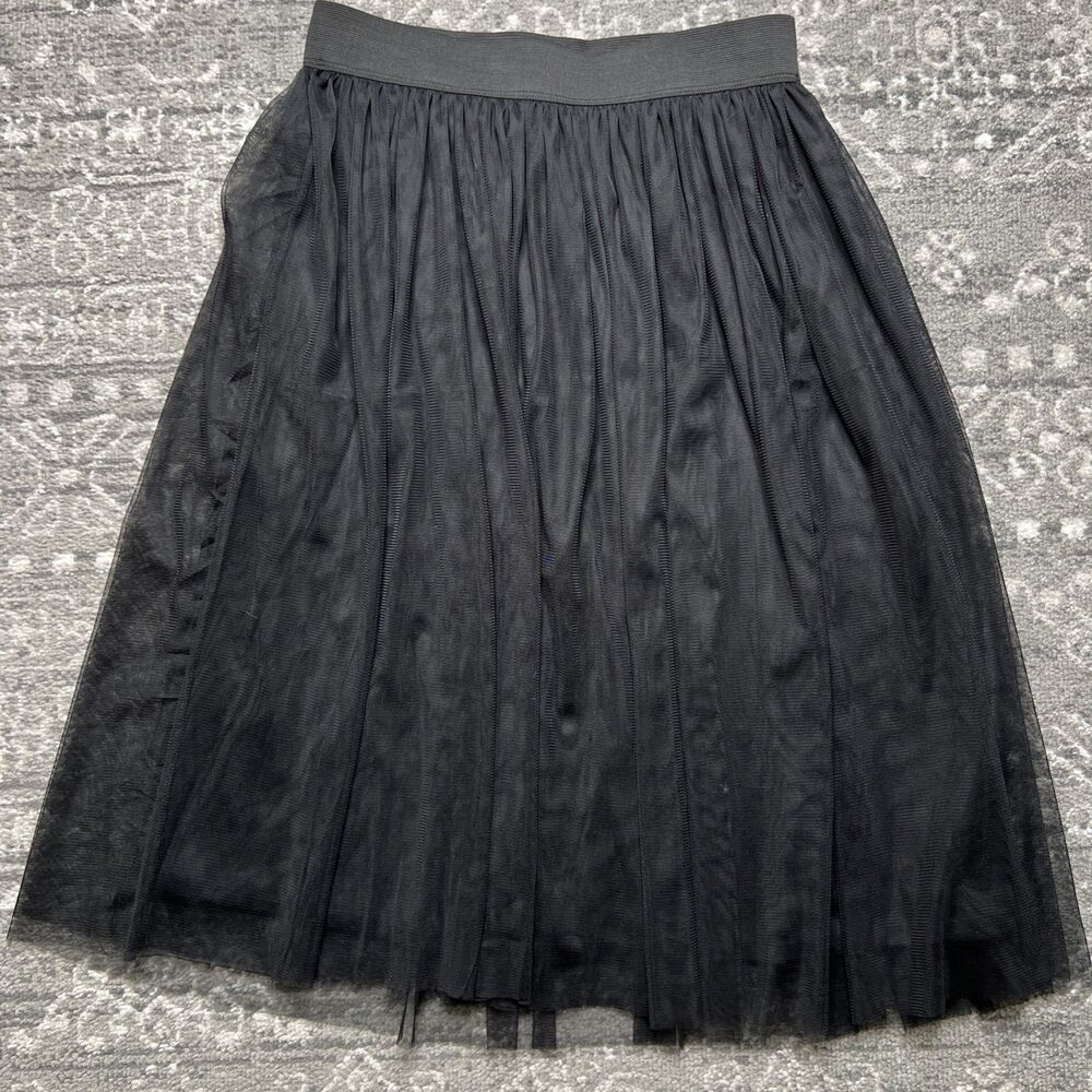 Janet Chung Black Midi Tulle Skirt Medium Elastic Waist Whimsygoth Dark Fairy